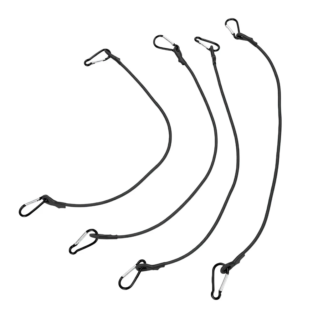 4pcs Lightweight Heavy Duty Bungee Cord Double Stretch Quick Attach Bungee Rope Carabiner Hooks Elastic Rope Camping