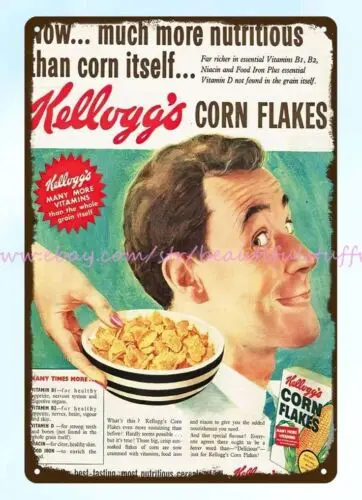 1961 kellogg's corn flakes retro collectible metal tin sign home decor gifts