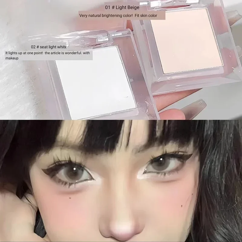 Matte white, monochrome, brightening eyeshadow tray for long-lasting, delicate makeup, as a highlight, for all skin tones