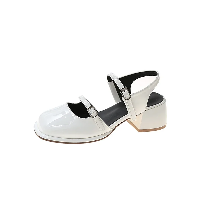 حذاء نسائي بكعب عالٍ ماري جين الصنادل ماركة لوليتا أحذية من الجلد 2025 الصيف الاتجاه Slingback فستان مكتنزة مضخات Sandalias De Mujer