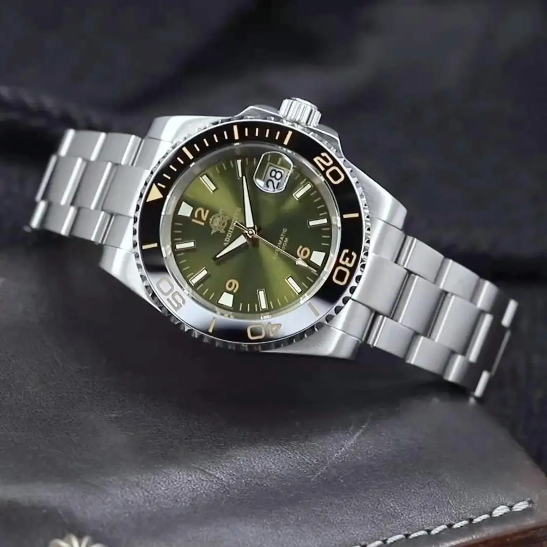 ADDIESDIVE NEW AD2505 Japan 8215 Mens Automatic Watch Sapphire Glass Stainless Steel Green Mechanical Watches Relogio Masculino