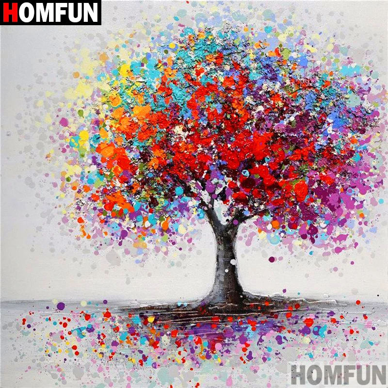 Homfun-pintura de diamante redondo/cuadrado completa, cuadro artesanal 5D, "árbol de Color", bordado 3D, punto de cruz, decoración del hogar, regalo A10680