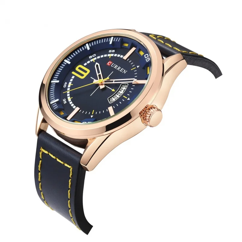 นาฬิกาผู้ชาย8295ใหม่สายคาดปฏิทินนาฬิกาผู้ชายนาฬิกาควอทซ์ธุรกิจกันน้ำ