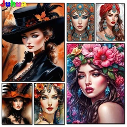 Mysterious Hat Woman 5d Diy Diamond Painting New 2025 Full Diamond Mosaic Embroidery Gothic Lady Picture Home Decor