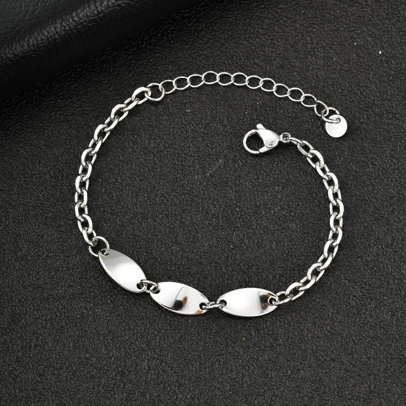 Neue Schlichte Herren-Kettenarmbänder, Silberfarbenes Edelstahl Verstellbares Gliederarmband, Hip-Hop Geburtstagsgeschenk – Detail 3