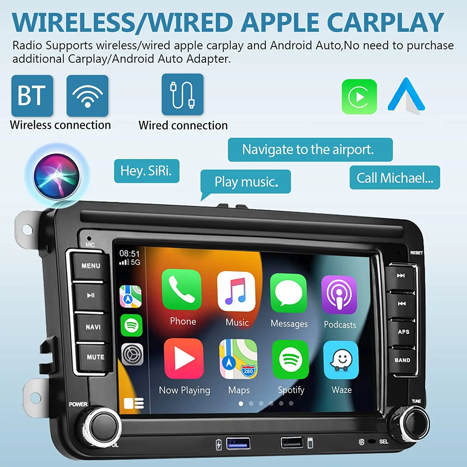 Android Car Radio Carplay for VW Volkswagen Jetta Passat Golf Polo 7\