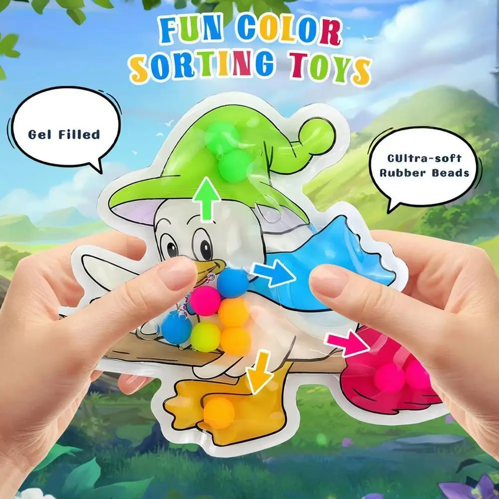 Juguetes sensoriales de clasificación de colores para niños pequeños, juguetes para aliviar el estrés, patos para apretar, habilidades motoras finas, juguetes de viaje Montessori de Pascua