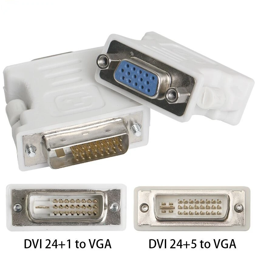 200pcs DVI-I 24+5 24+1 Pin DVI to VGA Male To Female Video Converter Adapter for PC Laptop Computer 1080P HDTV Monitor