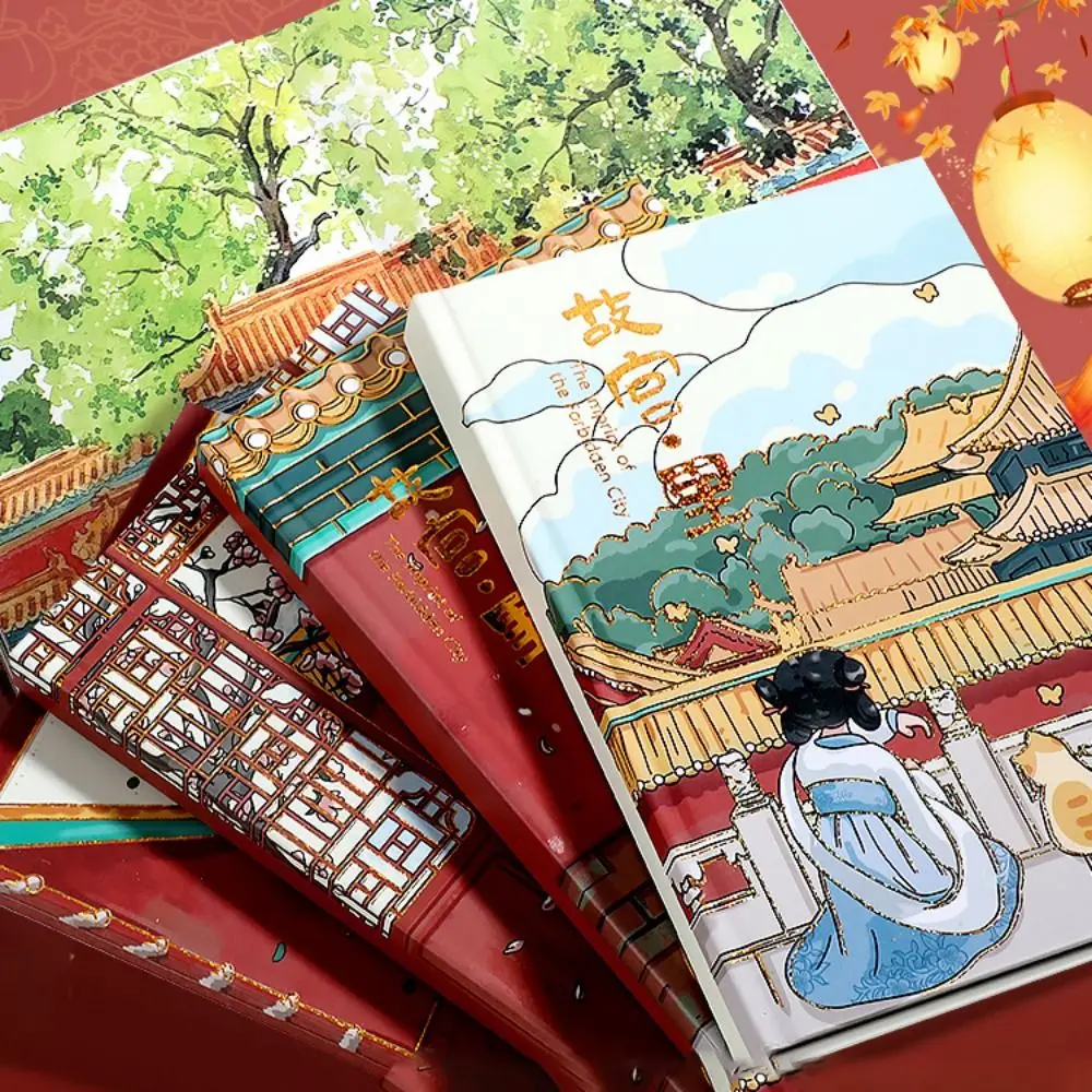 Cartoon Panda Diary Notebook Thickened Illustration Hardcover Panda Art Notepad Flower Pattern Full Color Page Student Handbooks