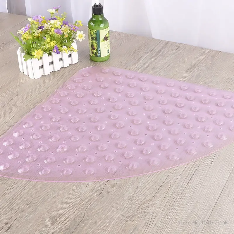 PVC Fan-shaped Triangle Shower Mat, Environmentally Friendly Household Hotel Supplies Bathroom Anti-skid, Foot Pad, 54x54cm, 1Pc