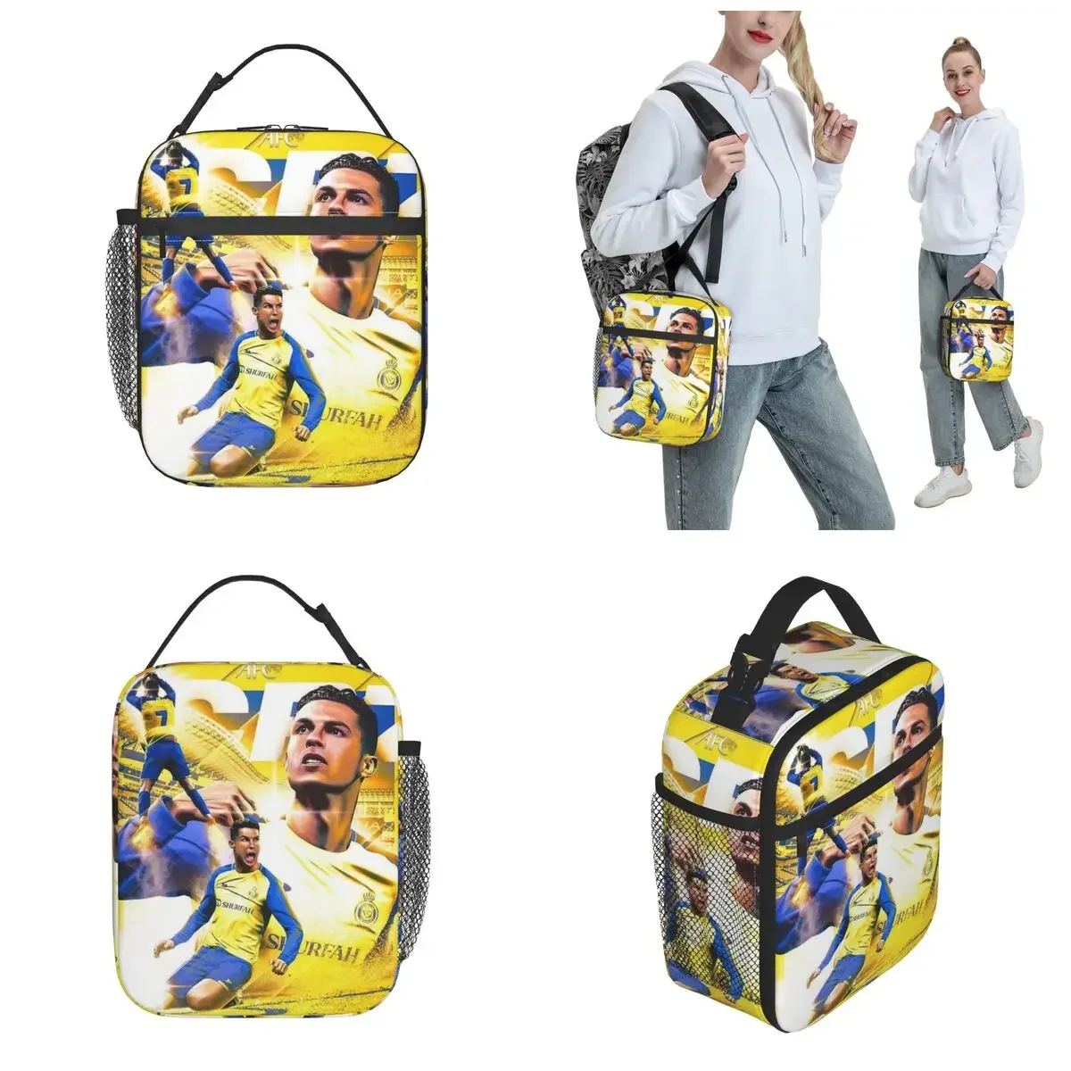 Cristiano Ronaldo Football CR7 Insulated Lunch Bag Food Container Bags Reusable Cooler Thermal Lunch Boxes For Work