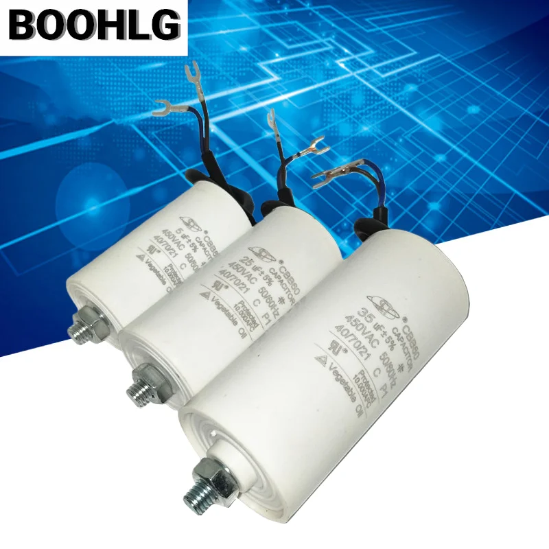 CBB60 Air Pump Motor Capacitor with Screws at Bottom, 450V Air Compressor Cleaning Machine Car Wash Machine Starting Capacitor