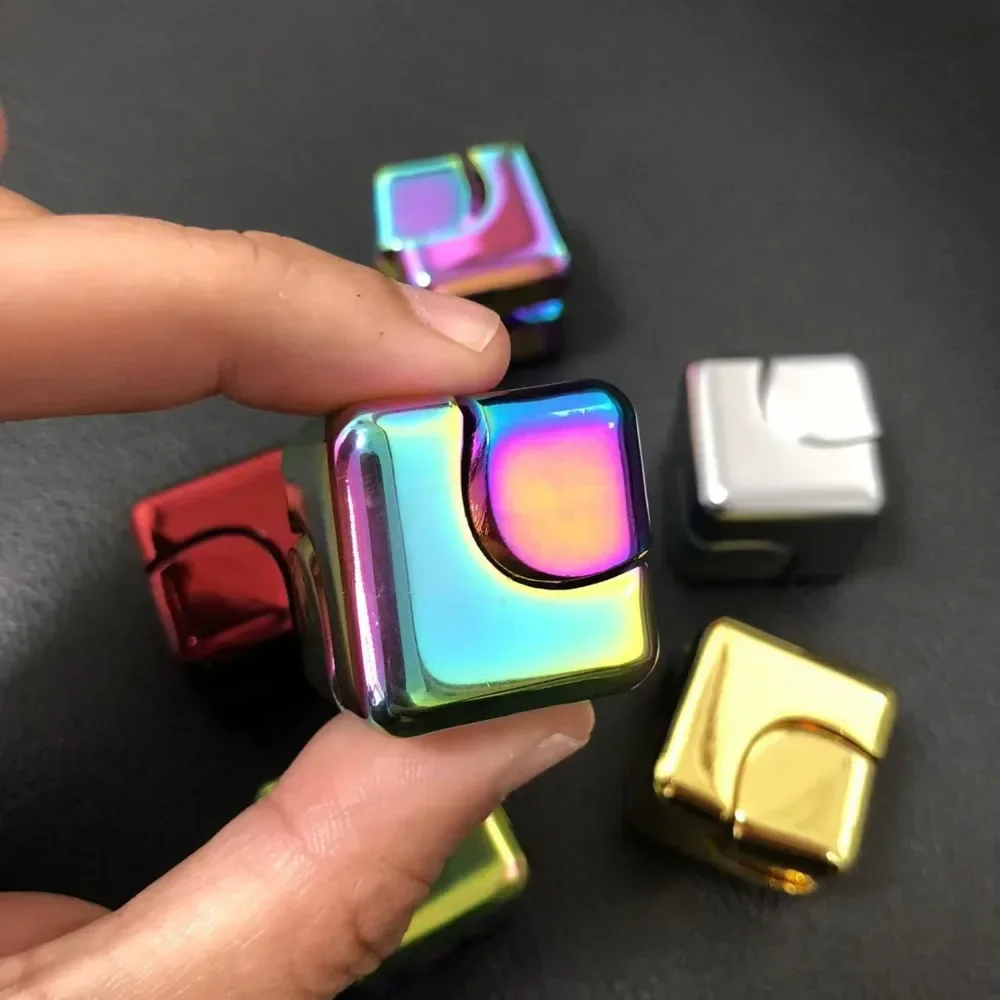 New Square Fidget Spinner Colorful Aluminum Alloy Magic Cube Leisure Creative Decompression Toy Hand Spinner Stress Relief Gifts