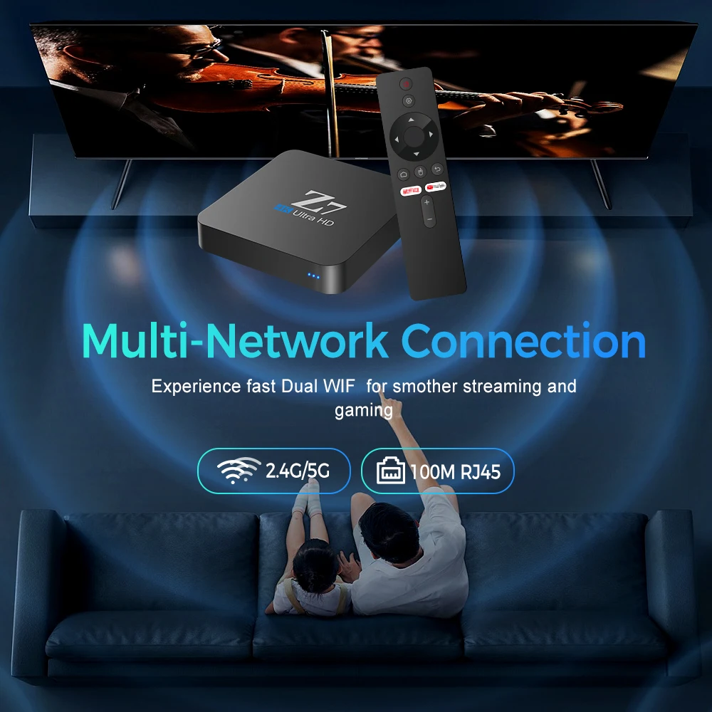 Z7 Smart TV Box Android 10 Allwinner H313 100M AV1 4K HD 2.4GHz/5GHz Dual Wifi USB2.0 Set Top Box Media Player 2GB 8GB