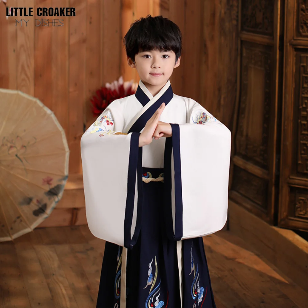 Disfraces de baile de equipo chino para niños, traje tradicional Hanfu Tang para niños, actuación en escenario, faldas Kimono, otoño