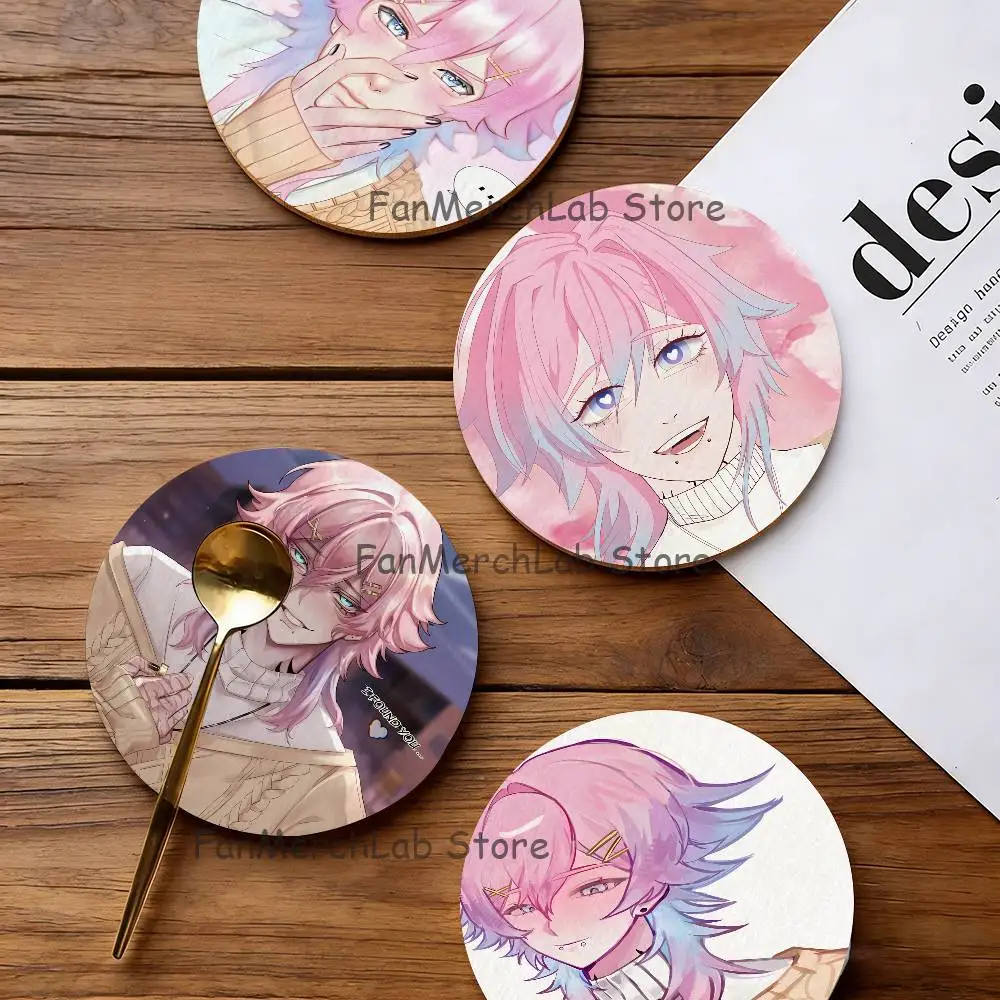 

14 D-Days With You Anime 2D Pattern round Wooden Coaster Decorative Coffee Cup for Use in Coffee Shops Bars Wine Beer