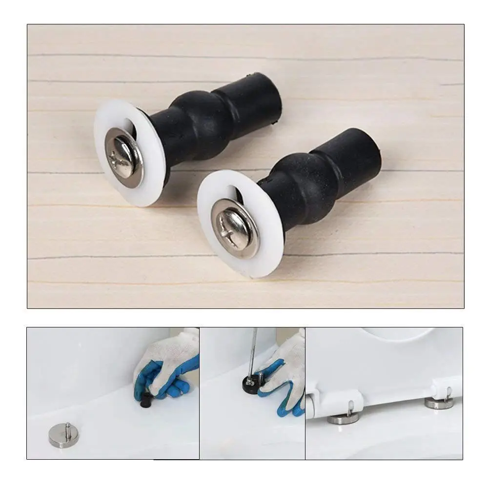 Toilet Seat Top Fix Screws Fixings 2 Pairs Universal Expanding Rubber Screw Top Nuts Blind Hole Hinges Fittings 4pcs