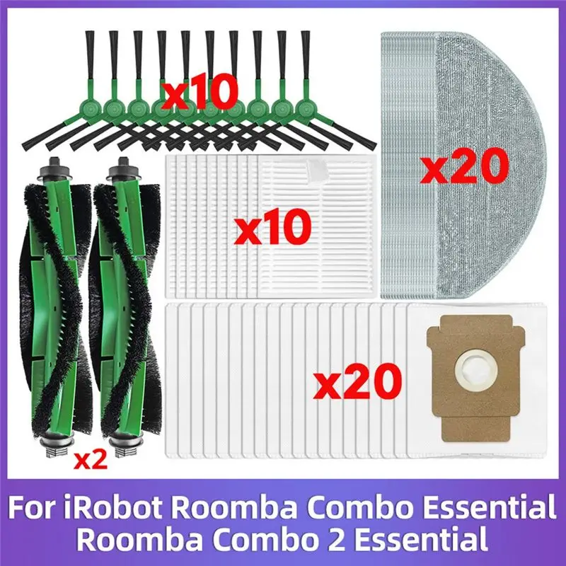 VOFUN - Pièces de rechange pour aspirateur Irobot Roomba Combo Essential / Vac Essential : brosse latérale, filtre, tissu de nettoyage.