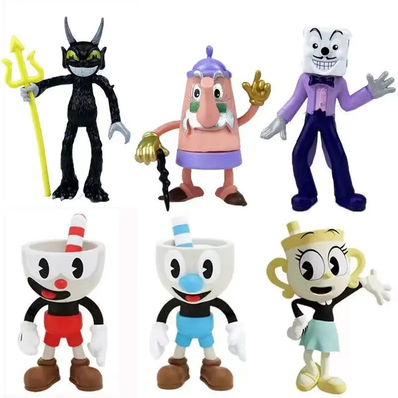 Cuphead Game Action Figure Mugman Cuphead Model Statue Devil Dice Cartoon Anime Figures Anime Peripherals Fashionable Kids Toys