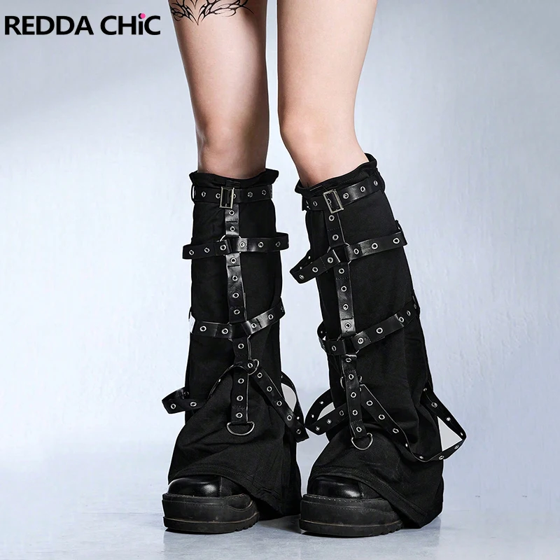 

REDDACHiC острая подвязка женские гетры черные кожаные ремни до бедра длинные носки манжеты ботинки чехол гранж панк фестиваль наряд