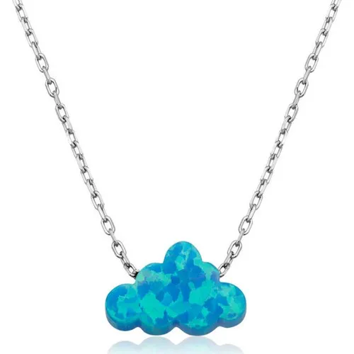 Gumush Blue Opal Stone Cloud Design Women Necklace