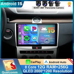 2Din For Volkswagen Passat 7 B7 B6 CC NMS 2010 - 2015 Stereo Android 15 QLED Viedo Player DVD 4G LTE GPS Autoradio Navigation BT
