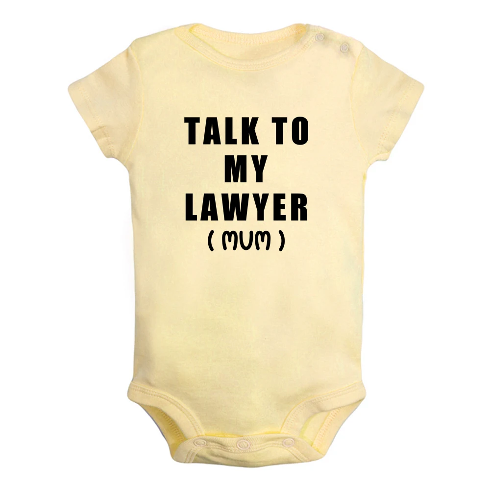 Talk To My Lawyer-Mum Fun Graphic Baby Bodysuit Cute Boys Girls Rompers Infant Short Sleeves Jumpsuit Newborn Soft Clothes