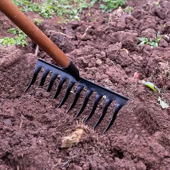 Garden hoe Metal weeding rake farm tool grasping loosening soil nail rake tool agricultural tools loosening soil