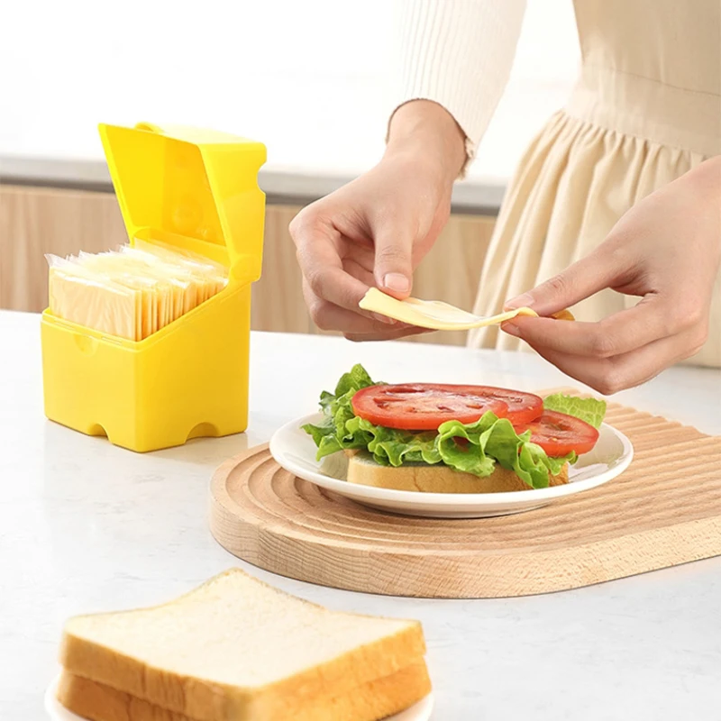 Refrigerator Food Storage Container Cute Flip Cover Cheese Slice Storage Box