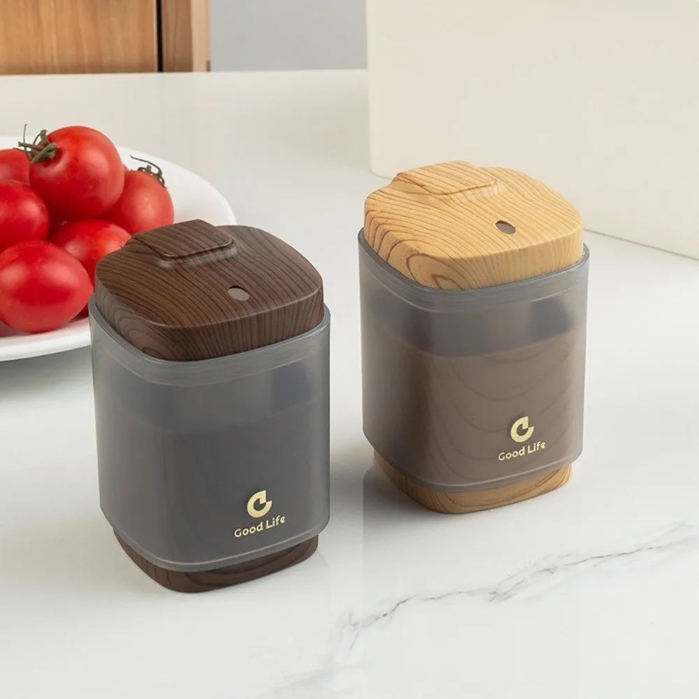 Push Automatic Toothpick Dispenser Large Capacity Pop-Up Toothpick Holder Wood Grain Hygienic Toothpick Container Home Use