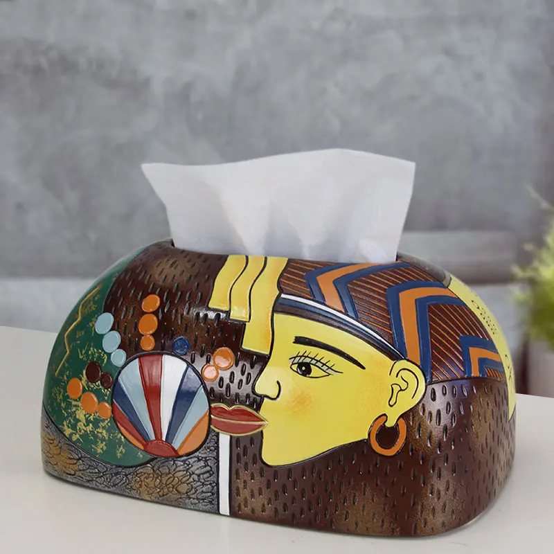 

Tissue Box Creative Paper Extraction Chinese Art Ceramic Home Restaurant Decorations Modern Handmade Carving Elegant Multi-Color