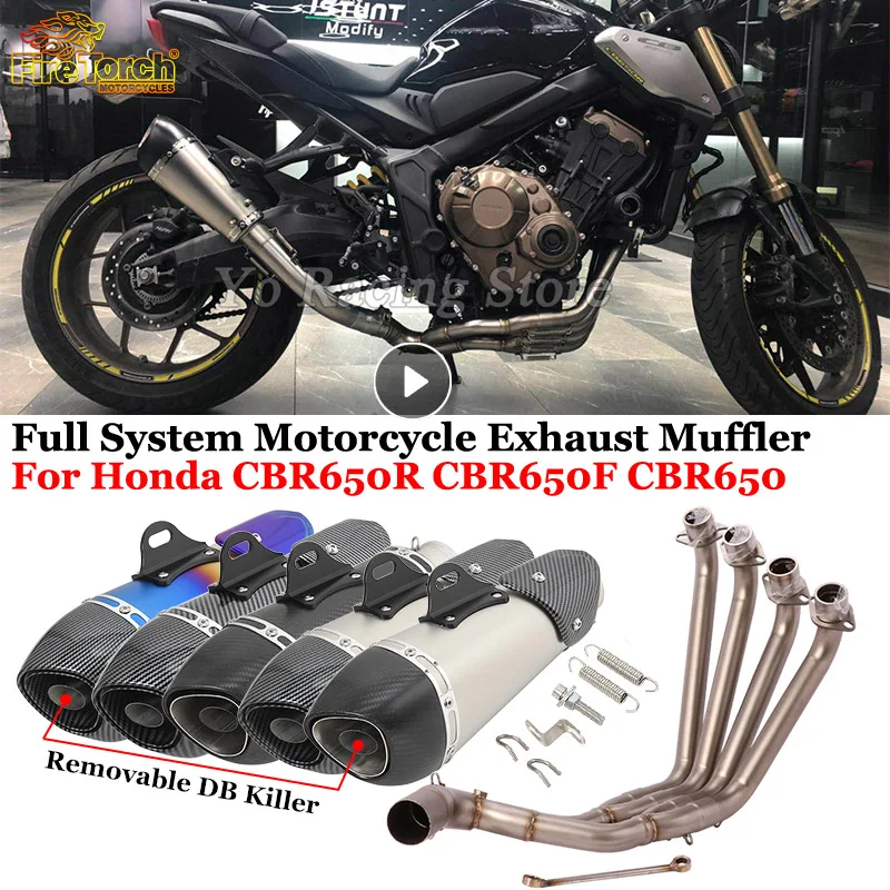 Slip On For Honda CBR650R CBR650F CB650R CB650F Full Motorcycle Exhaust System Front Link Pipe And Moto Muffler With DB Killer