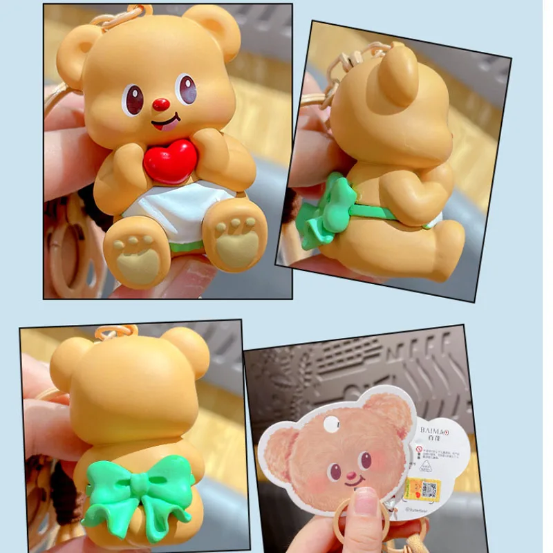 Butterbear ตุ๊กตาพวงกุญแจ Pvc วัสดุการ์ตูนน่ารักกระเป๋าเป้สะพายหลังจี้รถพวงกุญแจคู่เพื่อนคริสต์มาสของขวัญวันเกิดเด็ก