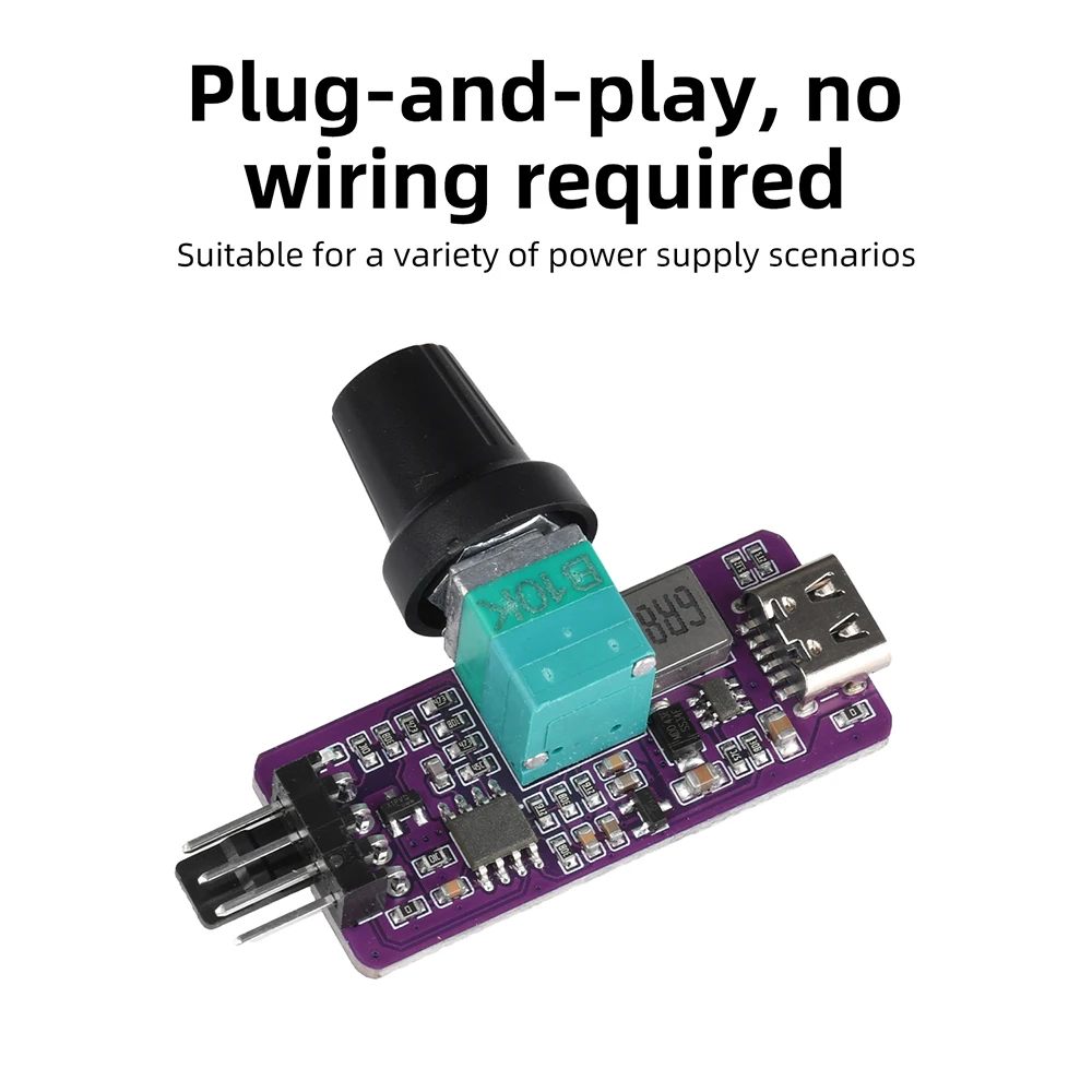 4-Pin PWM Fan Speed Controller 5V to 12V Type-C USB Fan Governor Wind Speed Controller Regulator with Switch Speed Module