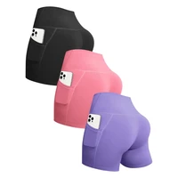 Women High Waist Pocket Yoga Sport Biker Shorts Leggings For Fitness Lift Hips Running Workout Yoga Pant 2