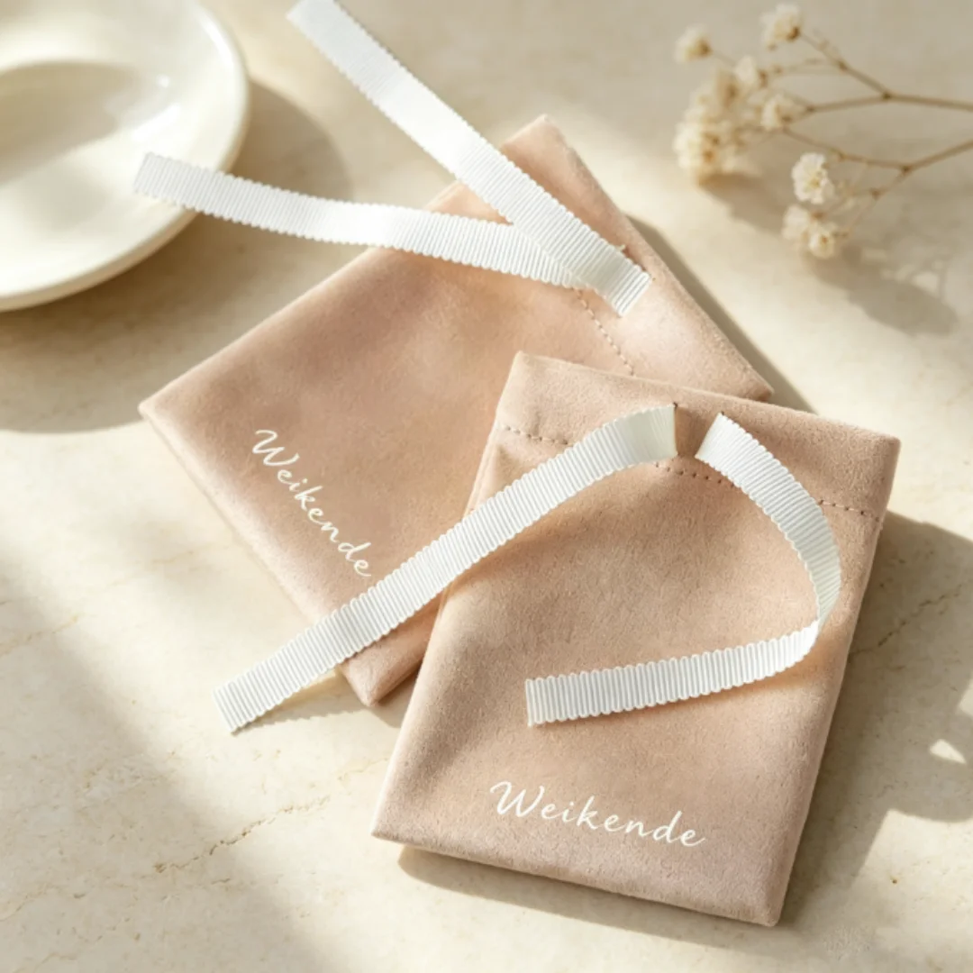 50Pcs  Jewelry Flannel Drawstring Bag Velvet Ribbon Gift Pouch Crystal Cosmetic Ring Perfume Newborn Cloth Packaging Custom Logo