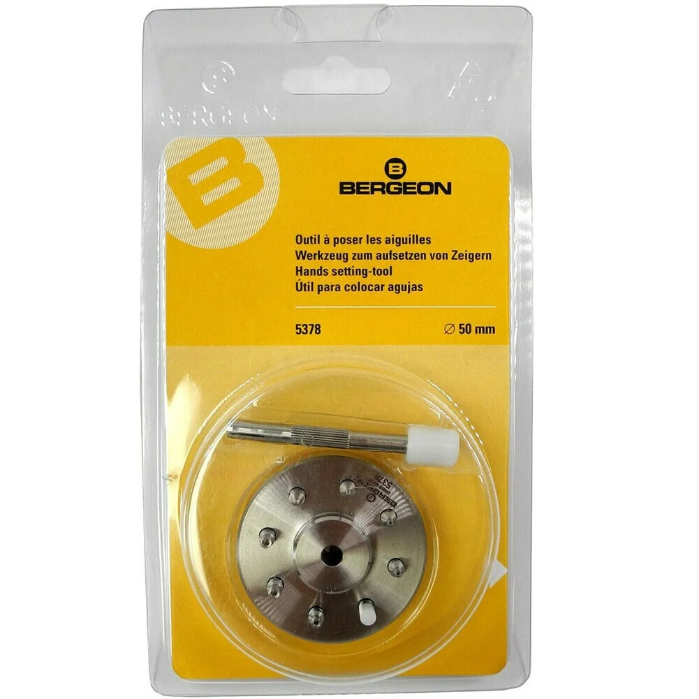 Bergeon 5378 Watch Hand Fitting Setting Swiss Tool 9 Stakes On Holder