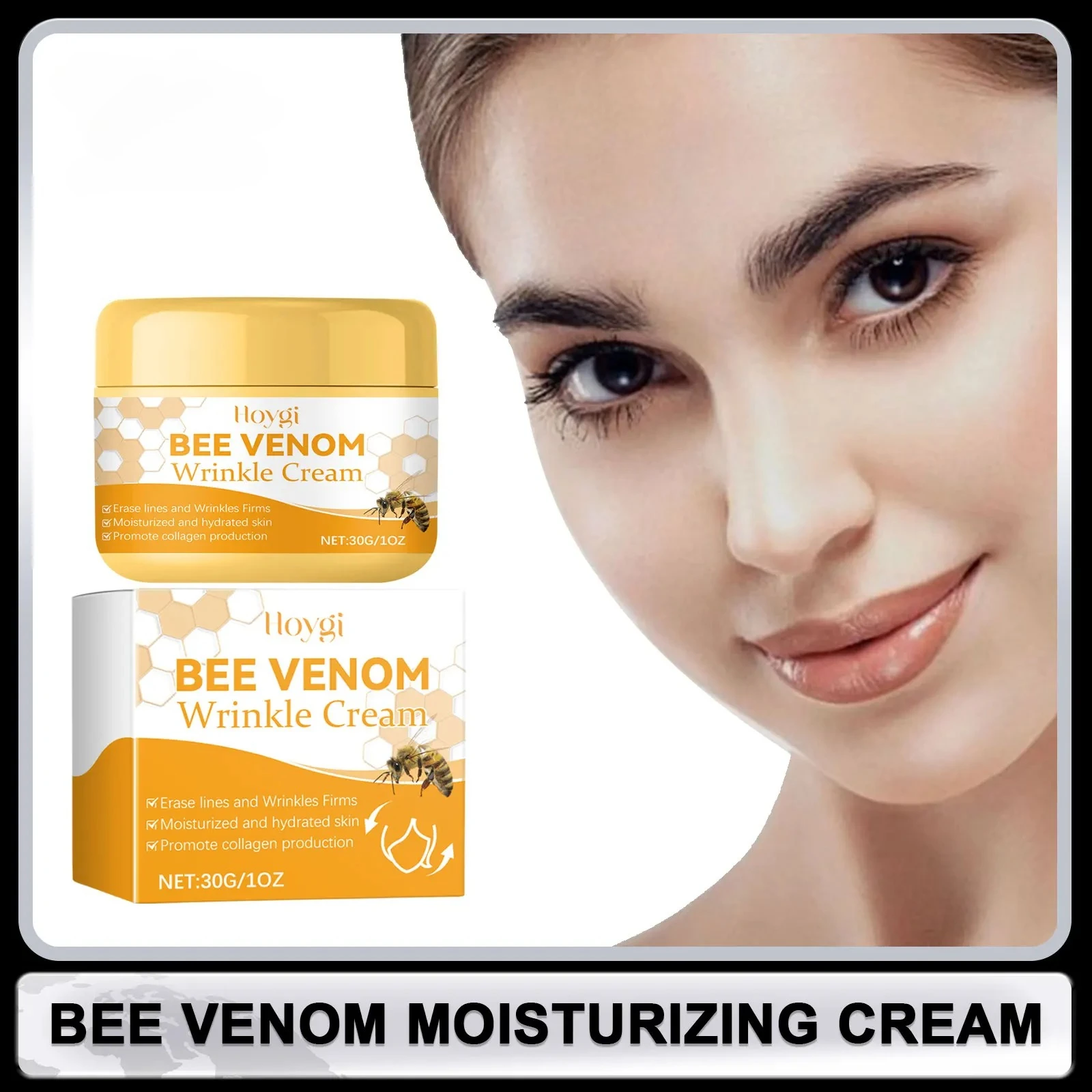 Crema Facial de veneno de abeja, hidratante, mejora de la flacidez, Reduce las líneas finas, crema Facial reparadora de la piel dañada, cuidado nutritivo de la piel