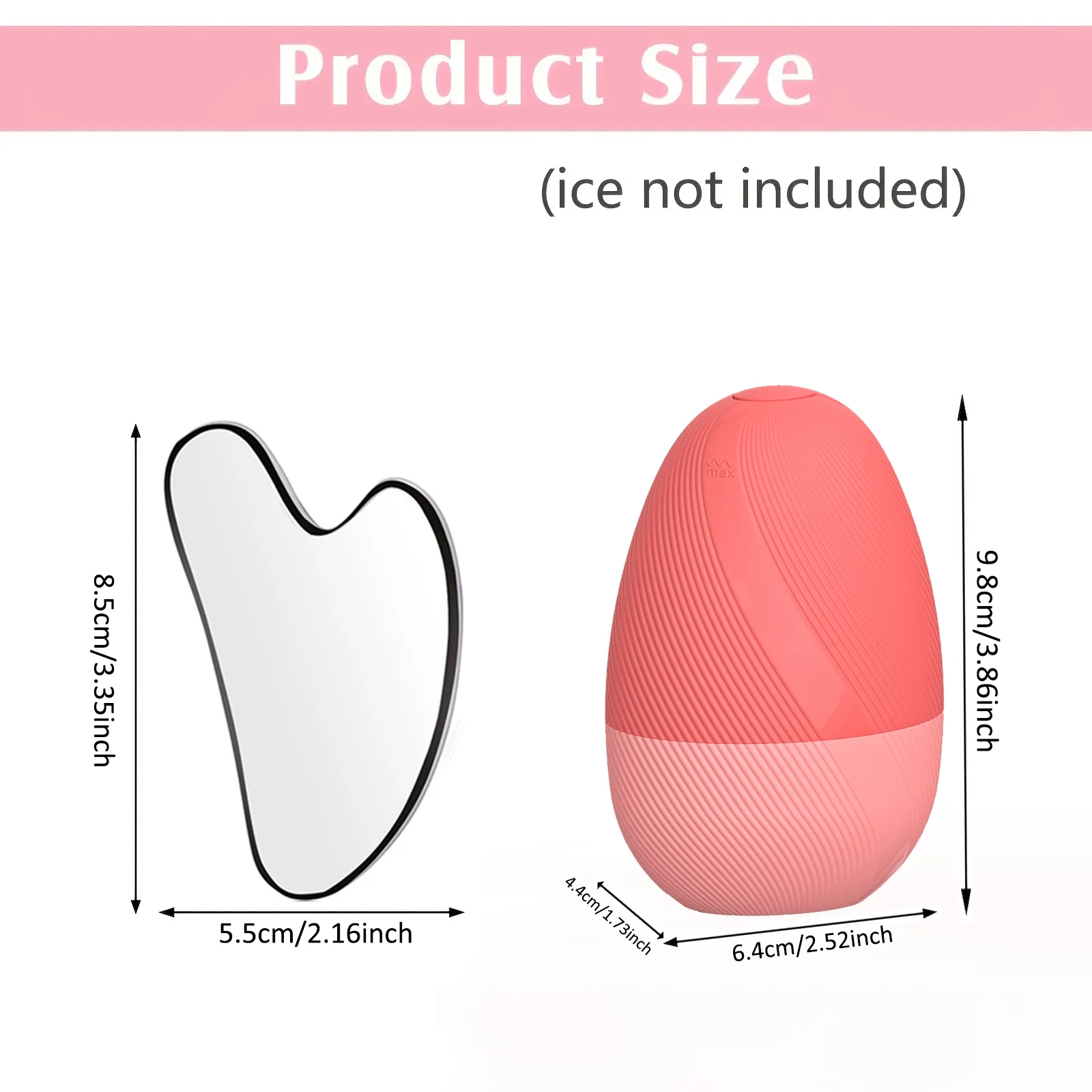 Ice Face Roller และสแตนเลส Gua Sha ชุดเครื่องมือ, เครื่องนวดหน้า Ice Roller Skin Care เครื่องมือชุดความงาม Lifting Contouring เครื่องมือ