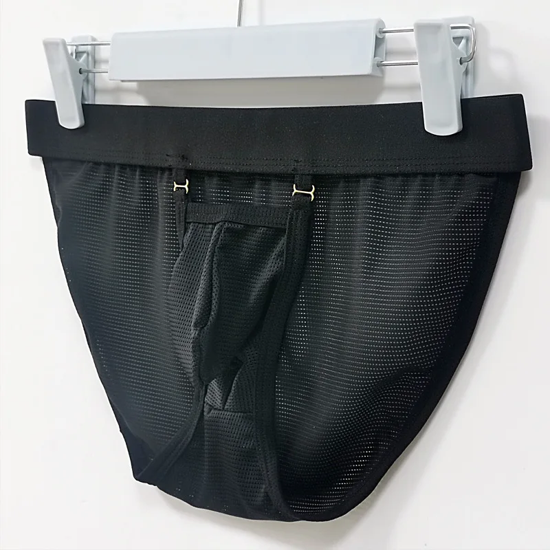 Sexy Hollow Out Laagbouw Slips Heren Meah Scrotum Ademend See Through Ondergoed Ardennen Pouch Lingerie String Homme Onderbroek