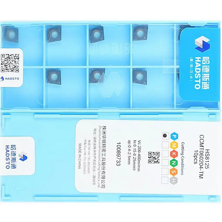 

CCMT060204-TM HS8125/CCMT060208-TM HS8125 HADSTO твердосплавные вставки для лезвий с ЧПУ, вставки для токарных инструментов, 10 шт./кор.