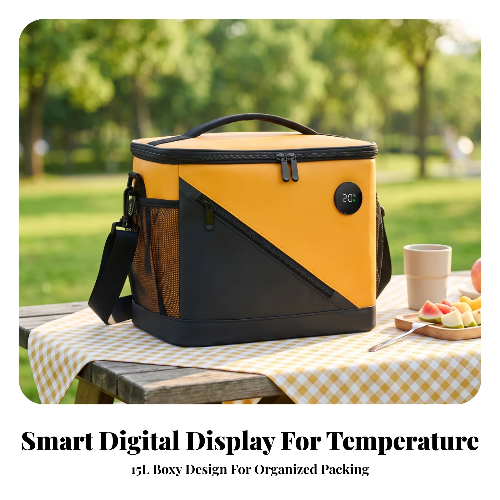 Lunch Tote Portable Thermal Picnic Bag with Shoulder Strap Soft-Sided Cooler with Pockets Reusable for Campers, Picnics, Camping