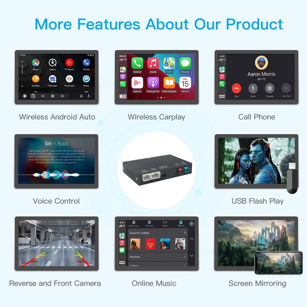 كاميرا carplay اللاسلكية Android AUTO لسيارات BMW 3 5 7 X1 X3 X4 X5 X6 CIC نظام E60 F10 F11 F07 F01 E84 F25 F26 E70 E71Airplay