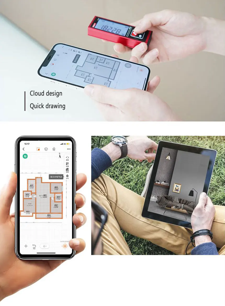 UNI-T LM40B LM50B LM60B Bluetooth-compatible Type Rangefinder Mini Digital Display Electronic Ruler Room Measuring Instrument