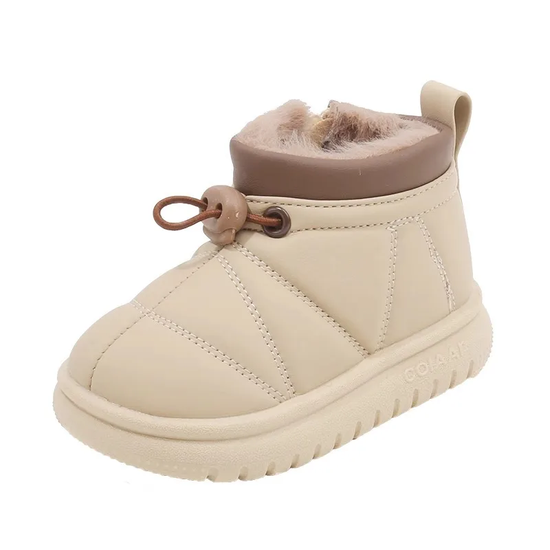 Bottes d'hiver pour bébés garçons et filles, chaussures de neige en plein air, bande élastique, peluche, coton, non ald, chaussures décontractées pour enfants, mode