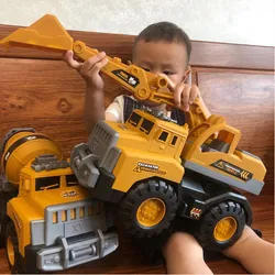 Children's Oversized Excavator Mixer Truck Engineering Vehicle Toy Boy Crane Dump Truck Combination Car Toy