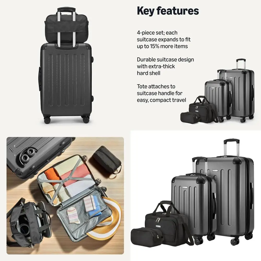 

Дорожный набор из 4 предметов: 22 спиннера для ручной клади, 28 спиннеров, 15 сумок, 10 компактных сумок черного цвета