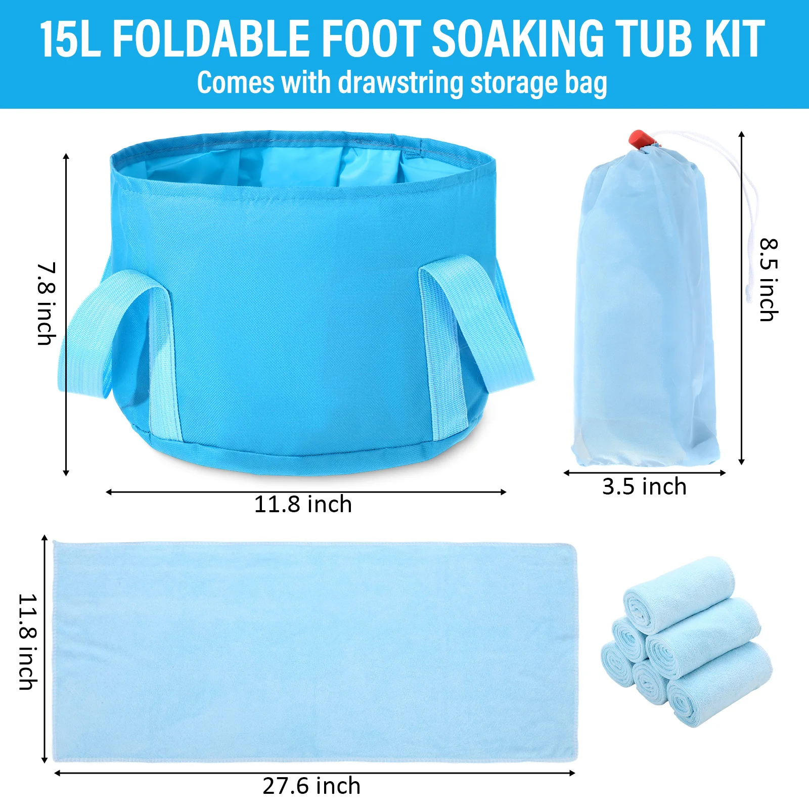 Portable Foldable Foot Soak Bag Extra Large Insulated Foot Bath Bucket Thermal Aluminum Liner Leakproof Foot Spa Tub With Carry Handle For Travel Home Foot Care