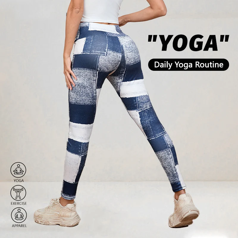 

Женские леггинсы с высокой талией для йоги и фитнеса, с принтом, быстросохнущие, для бега, высокоэластичные, для уличной моды