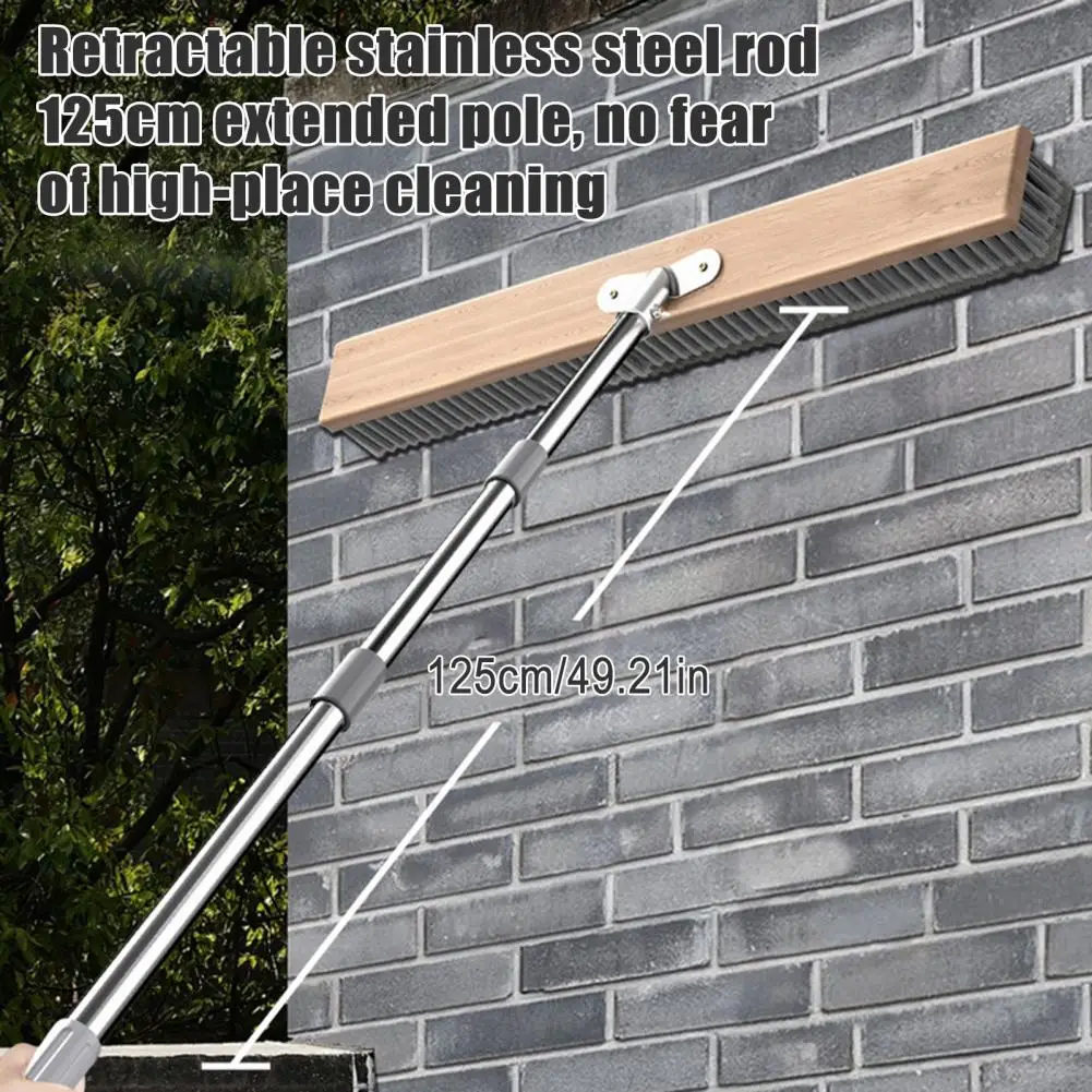 Floor Brush Stainless Steel Bristles Patio Concrete Stone Surfaces Cleaning Brush Versatile Outdoor Scrubbing Brush